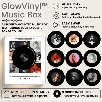 GlowVinyl™ Music Box Plus 9 Mini Vinyl Records