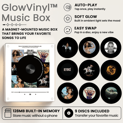 GlowVinyl™ Music Box Plus 9 Mini Vinyl Records