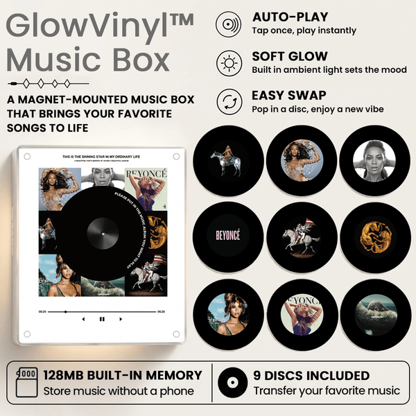 GlowVinyl™ Music Box Plus 9 Mini Vinyl Records