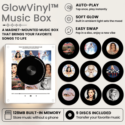 GlowVinyl™ Music Box Plus 9 Mini Vinyl Records