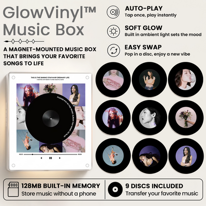 GlowVinyl™ Music Box Plus 9 Mini Vinyl Records