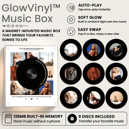GlowVinyl™ Music Box Plus 9 Mini Vinyl Records