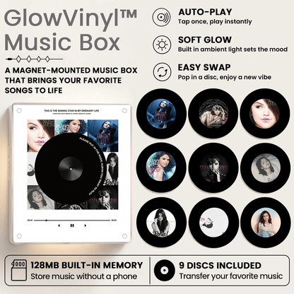 GlowVinyl™ Music Box Plus 9 Mini Vinyl Records