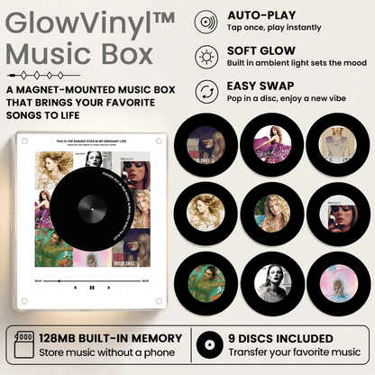 GlowVinyl™ Music Box Plus 9 Mini Vinyl Records