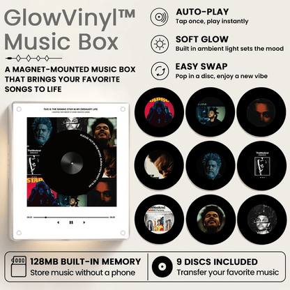 GlowVinyl™ Music Box Plus 9 Mini Vinyl Records