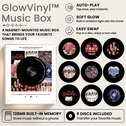 GlowVinyl™ Music Box Plus 9 Mini Vinyl Records