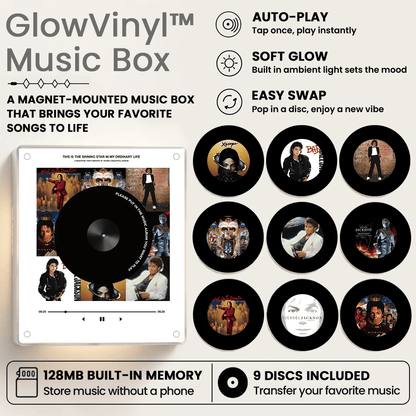GlowVinyl™ Music Box Plus 9 Mini Vinyl Records